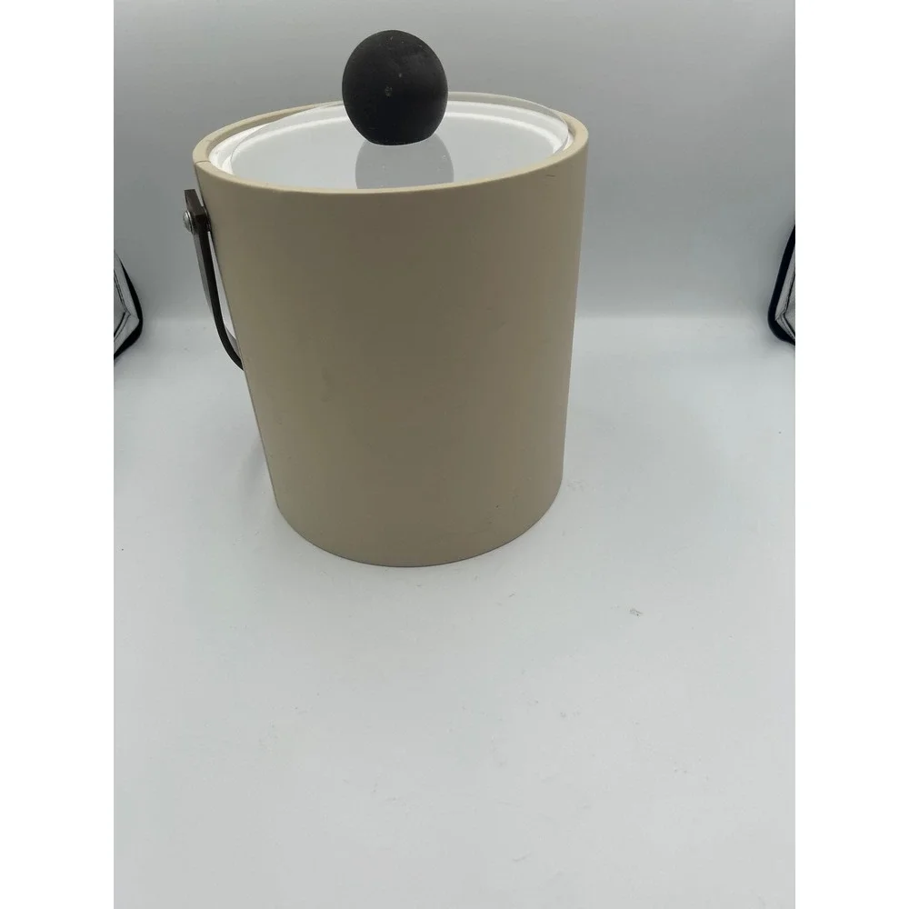 Morgan Vintage Insulated Ice Bucket Tan Beige MCM Barware with Lid and Handle